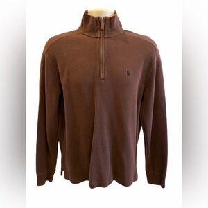 Polo by Ralph Lauren Mens 1/4 Zip Pullover Sweater Size Large Brown Long Sleeve